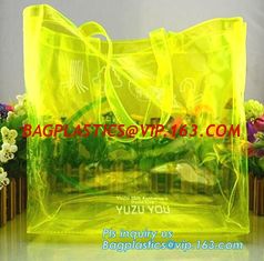 China soft loop handle red color 6p free clear PVC bag, handle PVC vinyl packaging bag for gifts, vinyl PVC handles bags with supplier