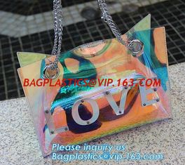 China Summer Beach Bag Vinyl PVC Transparent Small Tote Handbags Shopping Shoulder Bags, pvc waterproof shoulder beach bag, pa supplier