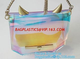 China laser PVC new material printing shoulder tote bag, Girls Shoulder Tote Beach Bag, Ladies Transparent PVC Beach Handbag supplier