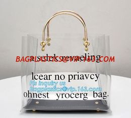 China fasion decorated PVC/PU ladies chain shoulder bag, Shoulder Handbag Clear Tote Bag, Ladies' pvc clear beach bags/ pvc sh supplier