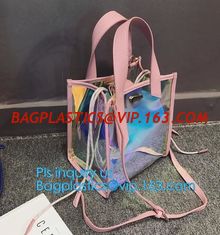 China Jelly color laser shoulder bag pvc leather tote bag, Studded Clear Tote/PVC shoulder bag, Fashion Translucent Hologram K supplier