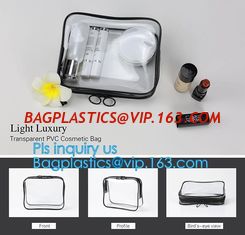 China Popular Iridescent Clear PVC Makeup Bag, custom logo printing clear pvc makeup Bag, portable cosmetics makeup bag, handl supplier
