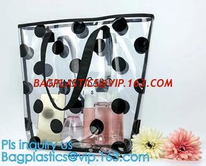 China waterproof shoulder beach bag, shoulder tote clear pvc beach bags with silk ribbon, Shoulder Messenger Bags, tote carry supplier