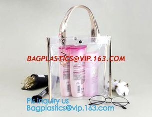 China Custom Stadium Tote Bag Clear Shoulder PVC Bag with Zipper, pvc letter bucket bag clear transparent jelly shoulder tote supplier