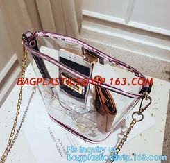 China Gift bag clear shopping bag custom PVC plastic shopping bag, shiny pvc handle shopping hand bag clear tote bags ladies h supplier