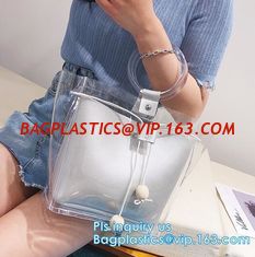 China PVC transparent shopping bag, Zipper PVC Vinyl Tote Shopping Bag, PVC shopping reusable tote bags with carry handle, bag supplier