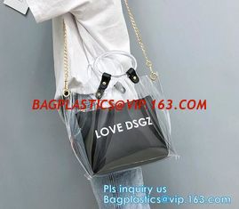 China fashion shopping clear pvc tote bag, Luxury PVC Printed Women Handbags, Professional design PVC handbags with zipper supplier