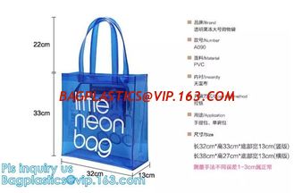 China handle colorfull bag pvc zipper bag, Custom PVC Loop Handle Image Printed Plastic Shopping Bag, PVC handle plastic bags supplier