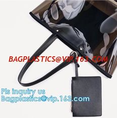 China transparent plastic tote shopping pvc bag, Cosmetic Packaging Clear PVC Bag, Plastic Bags with Your Own Logo, shopper supplier