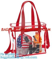 China Clear PVC shopping reusable tote bags with carry handle, pvc Tote Bag Customize Logo pvc Shopping Bag, Custom Promotiona supplier