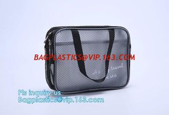 China multi-purpose washable portable breathable 3 pcs polyester mesh travel cosmetic bag, Mesh Zipper Black Makeup Pouch Cosm supplier