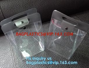 China OEM Custom PVC Loop Handle Image Printed Plastic Shopping Bag, Sewing non-woven handle pvc clear packaging bag, statione supplier