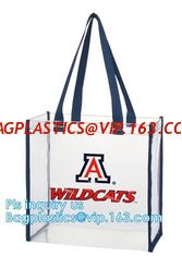 China clear vinyl pvc zipper bags with handles, waterproof shopping clear pvc cosmetic handles plastic bag with snap button supplier