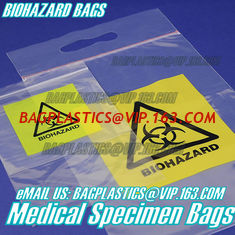China Biodegradable Material LDPE Biohazard Specimen Bag with Zipper, opaque Specimen biohazard zipper bags, lab specimen zipp supplier