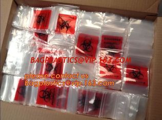 China PE Biohazard Bag with zip,plastic biohazard zipper lock bag, Kangaroo Zipper Bag with Pocket made in China, testing bags supplier
