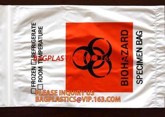 China Biohazard specimen zipper bag Customized, zipper specimen store plastic biohazard bag manufacture sell, laboratory test supplier