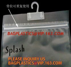 China k resealable plastic packaging bags for clothes, PE / PE / PP plastic zipper plastic bags for clothes, hanger hook supplier