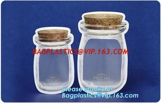 China Matte Clear Bags Zip Lock Resealable Packing Grain Food Pouches, Reusable Sealing Food Pouches With Window For Storing C supplier