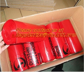 China Medical Biohazard Waste Garbage Bag, biohazard drawtape trash bag, hospital garbage bag, biohazardous refuse bag, bageas supplier