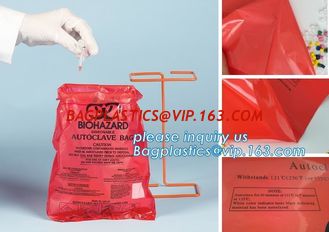 China Plastic biohazard infectious waste Dustbin liner, Autoclave Biohazard Bags, High density PE drawstring garbage bag bioha supplier