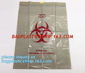 China Drawstring medical biohazard waste disposal supplies LDPE plastic autoclave bags, Trash Bin Liner Bags Biohazard Waste P supplier