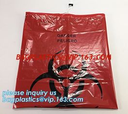 China Cheap Medical Drawstring Biohazard Waste Bags, HDPE/LDPE drawstring type biohazard waste garbage bag, DRAWTAPE BAGS PAC supplier