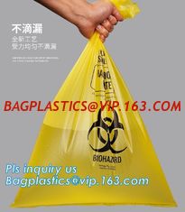 China HDPE materials yellow color disposable plastic medical biohazard bag, Autoclavable Polypropylene Bags with Message, pac supplier