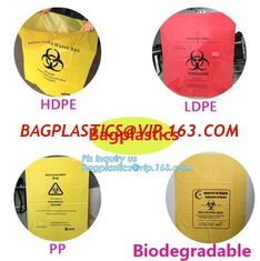 China medical bag colorful infectious plastic disposable bags, Medical Consumables Biohazard Waste Bag Disposable HDPE LDPE pl supplier