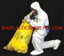China 32 x 48 6 Mil Printed Yellow Black Asbestos Bags, factory manufacturing Industrial heavy duty clear plastic asbestos tra supplier