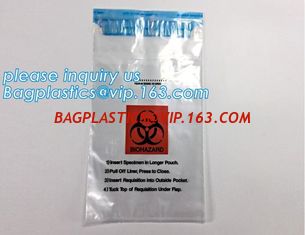 China Ecofriendly Lab Use Plastic 3 Walls Biohazard Pathology Specimen Bag, Plastic Printed LDPE biohazard clear specimen bag supplier