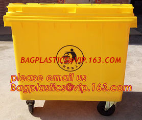 China 120l Plastic trash can plastic waste container plastic industrial bin, 1100L large plastic garbage trash bin, wheel bin supplier