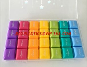 China Customized logo Hot sales colorful plastic pill box,7 day pill box,192g vitamin box 9.5*6*3.5cm, Round Pill Box with Mir supplier