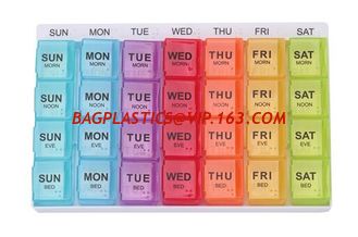 China 7 day a week cool detachable drugs box with 4 case each day, Safely pop-up 7case pill organizer, Mini cute compact pocke supplier