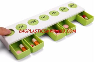 China Weekly unique design spring push button medicine box, Monthly plastic medicine storage box for 31 day, case, box, contai supplier