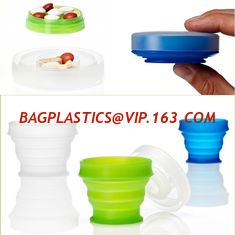 China Portable Creative style foldable travel plastic cup with pill case, Random color creative travel cup with pill case for supplier