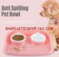 China Non Slip Plastic Feeding Dishes No Spill Pet Dog Cat Double Food Water Bowl For Cat Dog, Premium Colorful Dog Water Food supplier