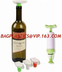 China Wine Bottle Vacuum Saver Sealer Preserver Pump Cap Stopper, Wooden Head Plastic Rubber Silicone Vacuum Pump Sealer Wine supplier
