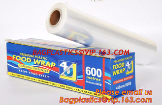 China Keep Fresh PE food wrap plastic Cling film wrap jumbo roll, LLDPE power stretch wrap film food wrap stretch film, bageas supplier