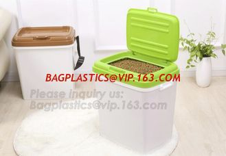 China BPA free pet food storage container with wheels, Promotion Plastic Pet Food Storage Container With Bowl container, treat supplier