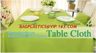 China Disposable tnt pp spunbond non woven table cloth, modern luxury restaurant dining used non woven long teal pvc plastic t supplier