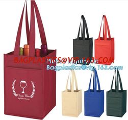 China laminated non woven 6 bottle wine tote shopping bag, Custom Promotional wine shopping tote fabric polypropylene laminate supplier