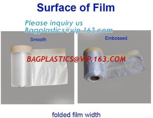 China painting painters masking film with bule tape, painting folded pre-taped core masking film, spray plastic pre-tape pla supplier