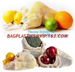 China Simple Ecology washable and reusable Cotton Mesh Produce Bag for vegetable and fruit,Eco-friendly Reusable Shopping Orga supplier