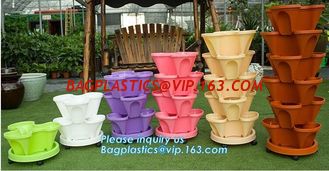 China PP Plastic materials hydroponic vertical tower stackable plastic garden pots,vertical tower farming use stacking planter supplier