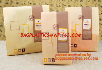 China China supplier promotional custom coated bread/sandwich paper kraft bag with clear window,brown kraft paper bakery bread supplier
