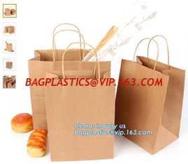China Custom brown bakery food grade packaging bread kraft paper bag with handles,Bread Packaging Paper Bags for Wholesale pak supplier