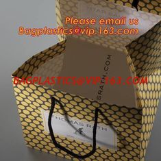 China Profession hot stamping printed exquisite hello kitty paper bag with rope handle:600pcs/carton,Carrier Black Paper Bag supplier