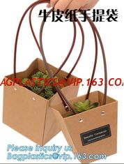 China Recycled Fashion Design Flat Paper Handle Kraft Gift Bag Flower Carrier Bag,Flower carrier bag kraft paper flower carrie supplier