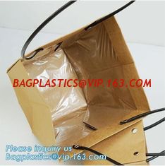 China Logo Personalized Portable Bouquet Flower Carrier Gift Packing Paper Bag,Kraft Paper Laminated Pp Woven Paper Bag Flower supplier