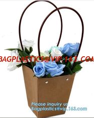 China Fashion kraft paper flower carrier paper bag,Customized Pot Plants Kraft Flower Carrier Paper Bag with Grommet Handles supplier